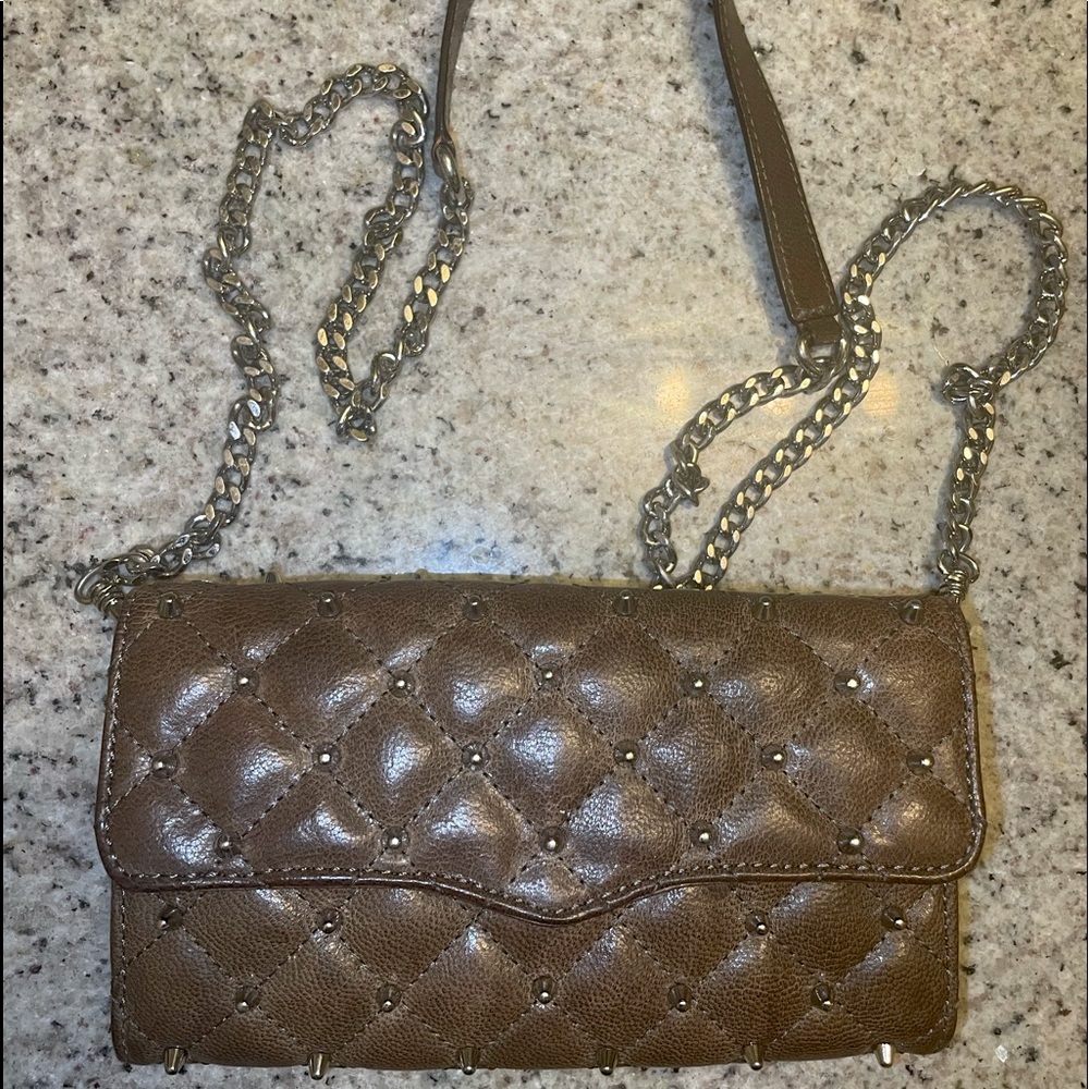 Rebecca Minkoff studded gray going out purse.